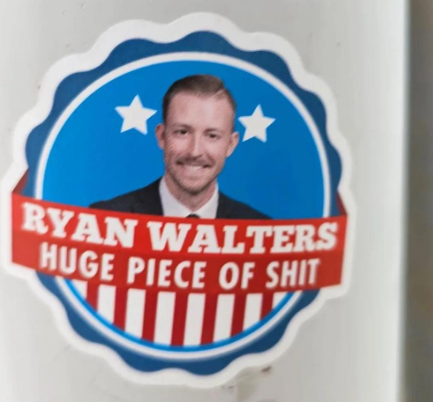 Sticker Declaring Ryan Walters “Huge Piece of Sh*t” Accidentally Recognized as Official State Seal