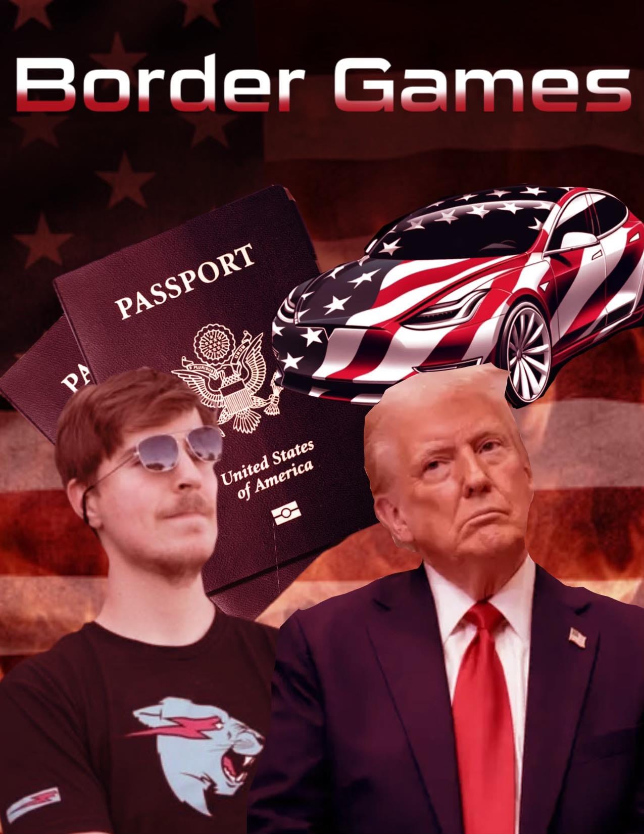Trump and MrBeast Announce “The Border Games” —  Winner  gets a Green Card and a Tesla — Losers get Deported